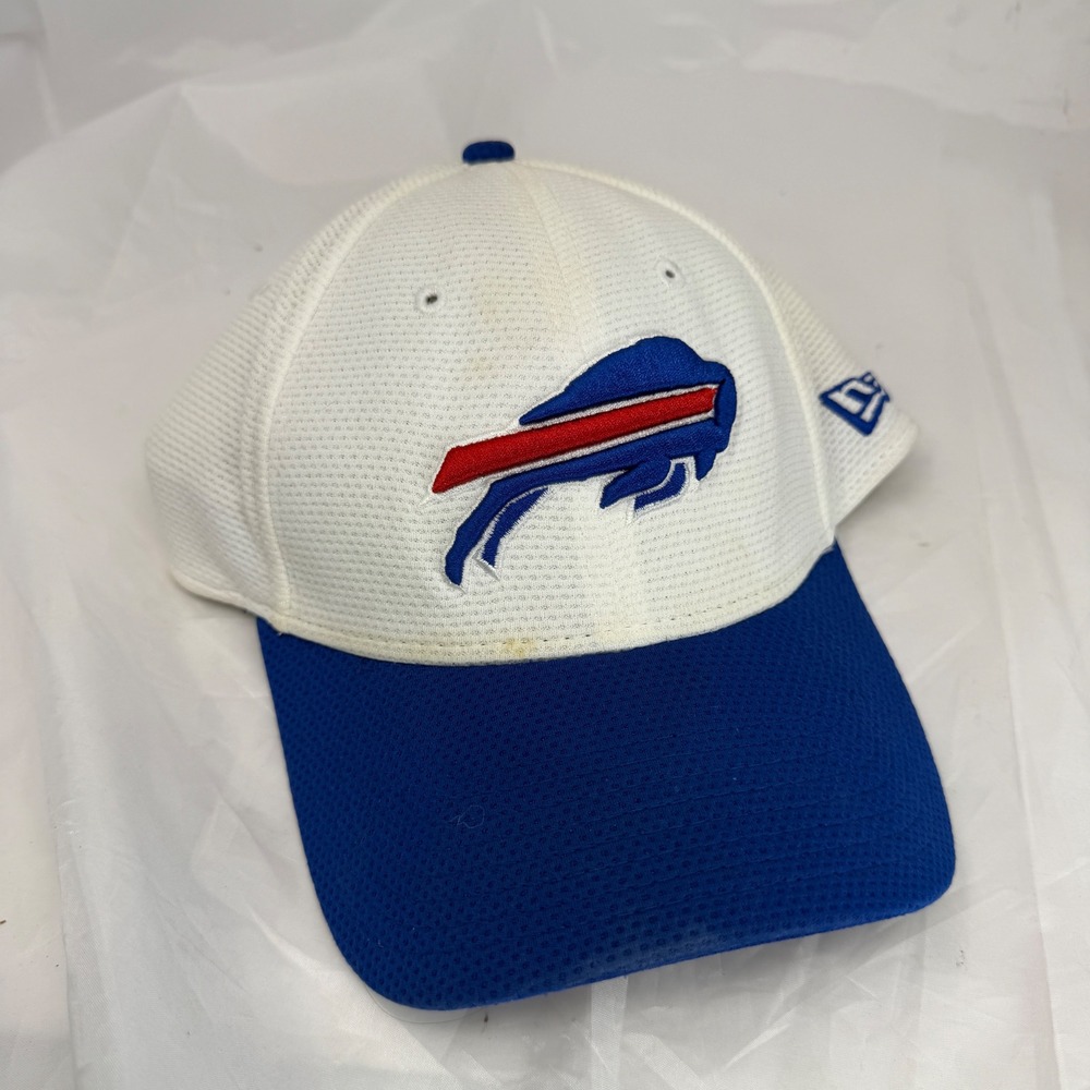 Buffalo Bills New Era 39THIRTY NFL Hat White Blue Mesh Stretch Fit Small-Medium